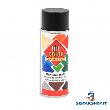 Hit Color- Vernice Spray Effetto Opaco Nero 400 ml