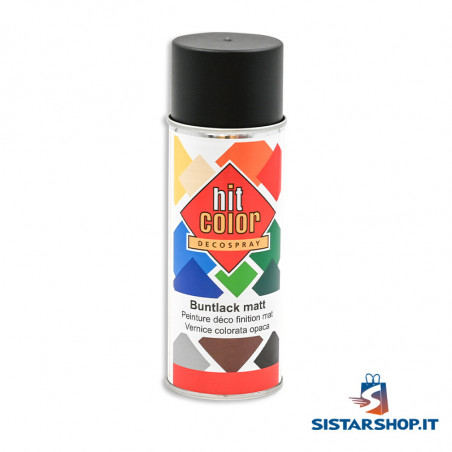 Hit Color- Vernice Spray Effetto Opaco Nero 400 ml